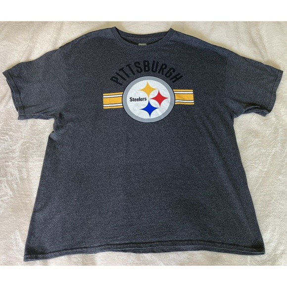 Pittsburgh Steelers NFL Football Team Logo Gray Cotton T-Shirt Fan Gear - Picture 1 of 5